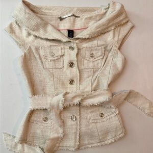 White House Black Market Beige Blazer Off the shoulder